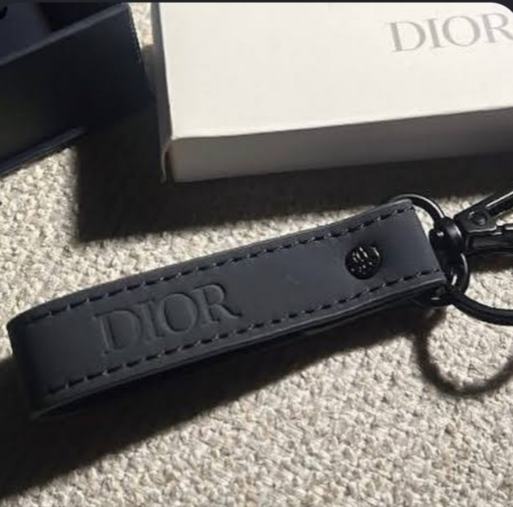 Dior Black Leather Keychain Strap NEW in Box